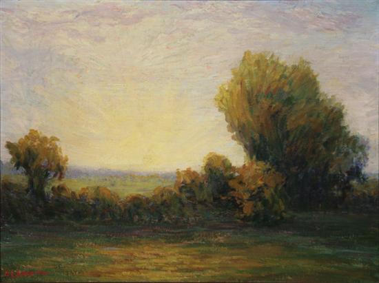 Appraisal: Hubert E Bishop American b Meadow at Sunrise Signed H