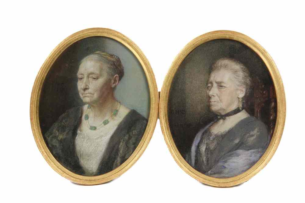 Appraisal: PAIR PASTELS - Pair of Oval Pastel Portraits of Aunts