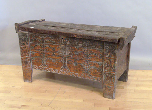 Appraisal: Painted beech blanket chest th c h w