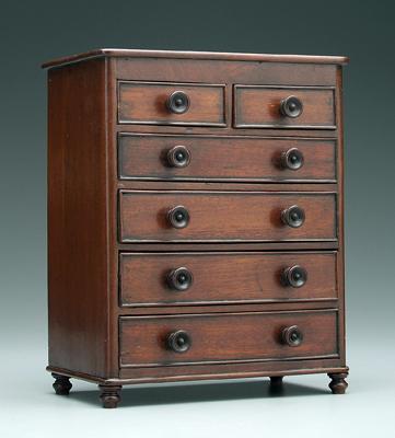 Appraisal: Miniature mahogany chest two over four dovetailed and graduated drawers