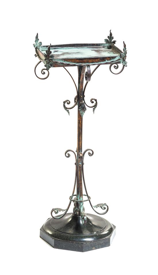 Appraisal: Sale Lot An Iron and Marble Pedestal having a rectangular