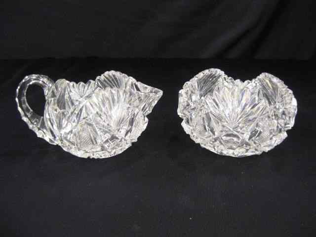 Appraisal: Cut Glass Creamer Sugar brilliant period scarce triangular fold in