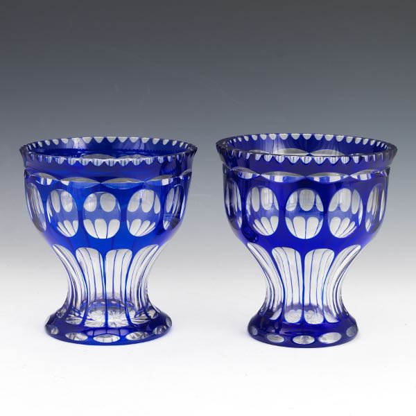 Appraisal: PAIR OF VAL ST LAMBERT VASES x Cobalt blue vases