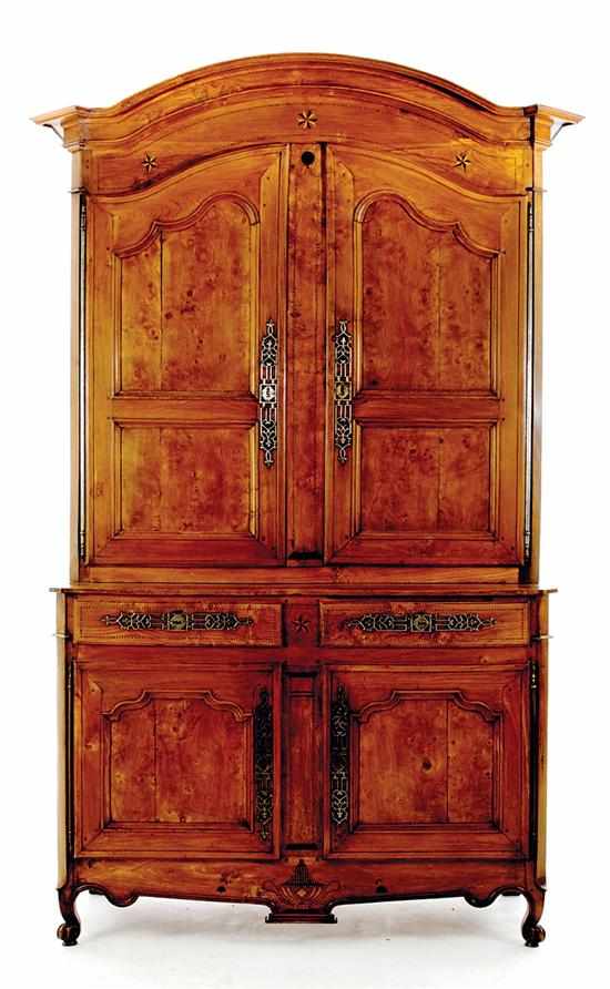 Appraisal: Louis XV inlaid elm buffet deux corps late th century