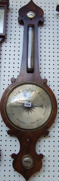 Appraisal: A th century mahogany wheel barometer thermometer by 'C VITTA