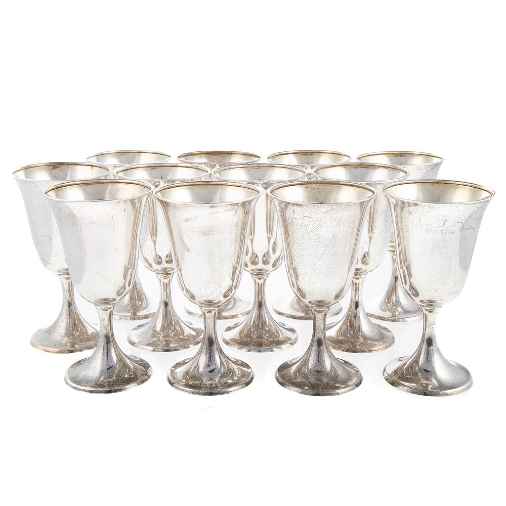 Appraisal: Twelve International Sterling Goblets Model P spreading foot with a