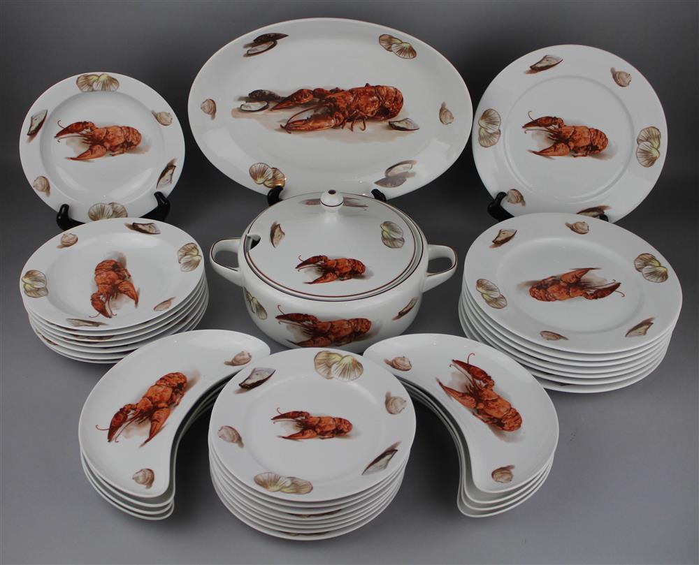 Appraisal: JOSEF KUBA WERKSTATTE PIECE PORCELAIN LOBSTER SERVICE decorated with lobsters