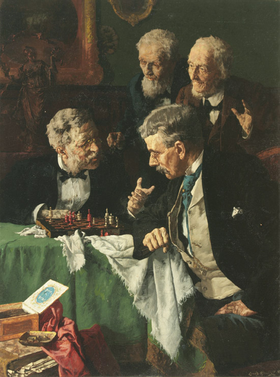 Appraisal: Louis Henry Charles Moeller American - The Chess Players Signed