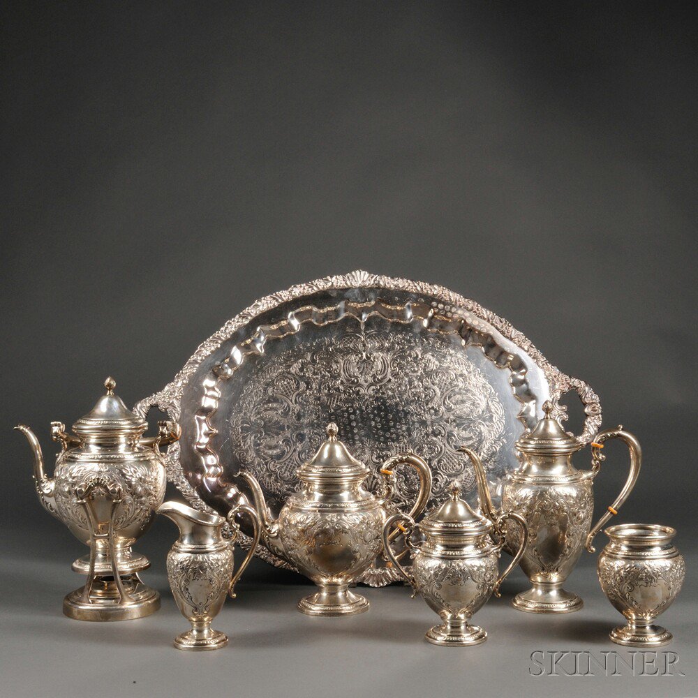 Appraisal: Six-piece Frank M Whiting Champlain Pattern Sterling Silver Tea and