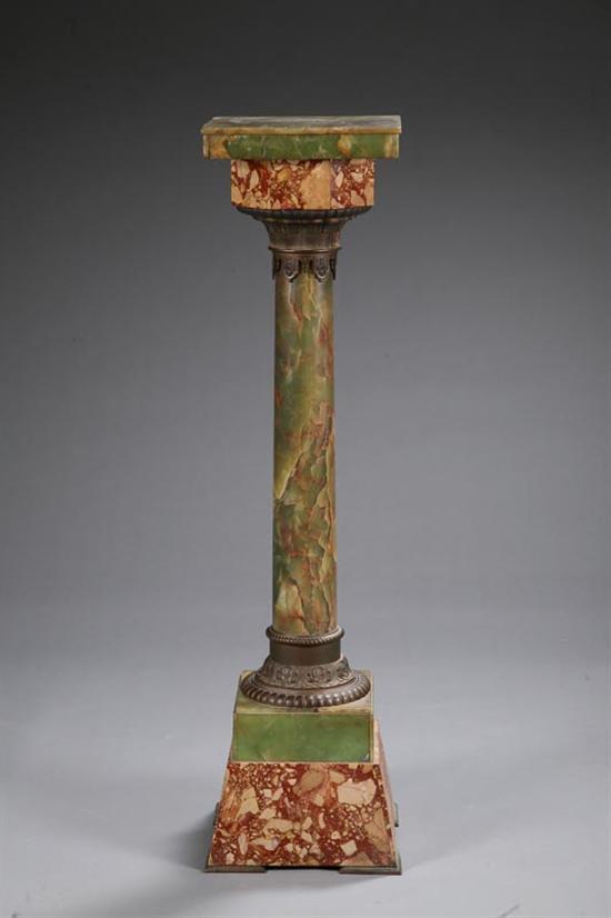 Appraisal: PEDESTAL Early th century onyx and red stone Striking green