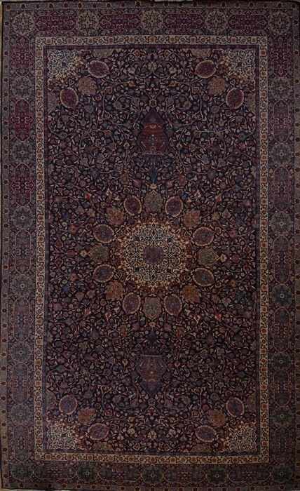 Appraisal: TABRIZ CARPET The ivory medallion within sixteen palmette surround and