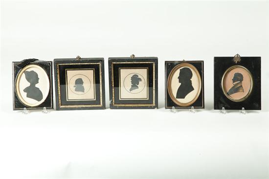 Appraisal: FIVE SILHOUETTES American or European st half- th century All