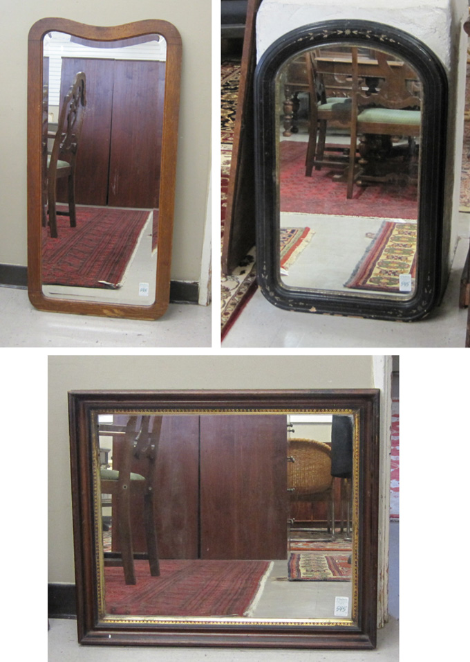 Appraisal: THREE AMERICAN ANTIQUE WALL MIRRORS H x W rectangular Victorian