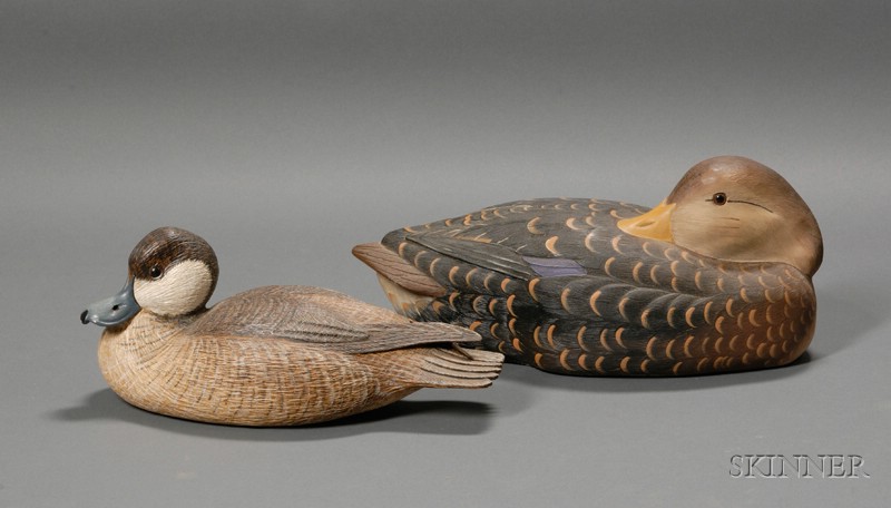 Appraisal: Two Carved and Painted Duck Decoys late th century both