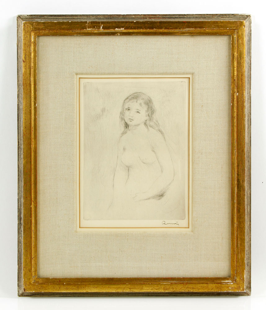 Appraisal: - Renoir Seated Nude Etching Pierre Auguste Renoir portrait of