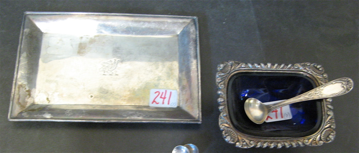 Appraisal: SILVER PLATED SALT CELLARS SALT SPOONS TRAY pieces Including two