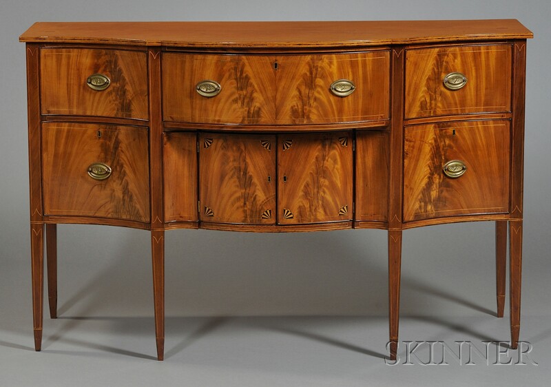 Appraisal: Federal Mahogany and Mahogany Veneer Inlaid Sideboard probably Massachusetts c