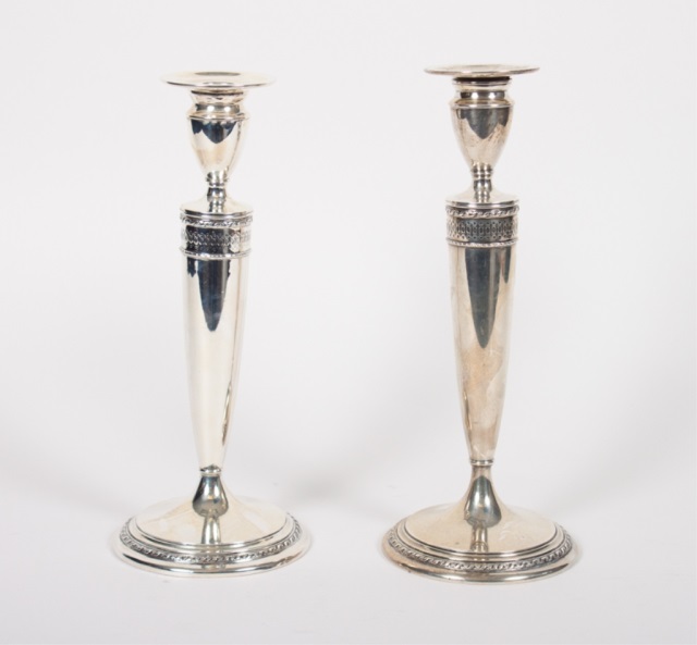 Appraisal: Pair of Gorham weighted-silver candlesticks in H