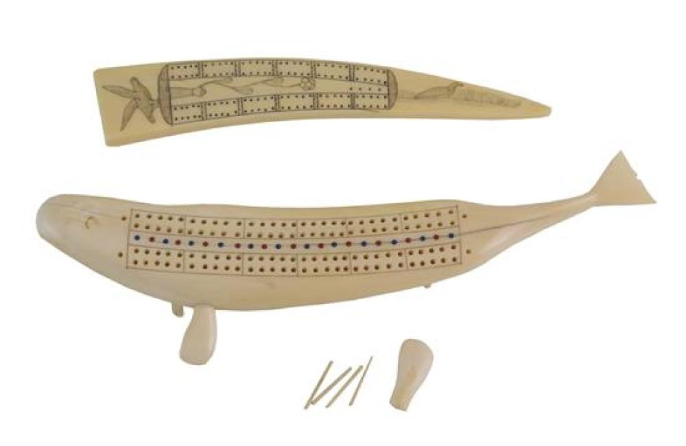 Appraisal: Two cribbage boards made from tusk early to mid- th