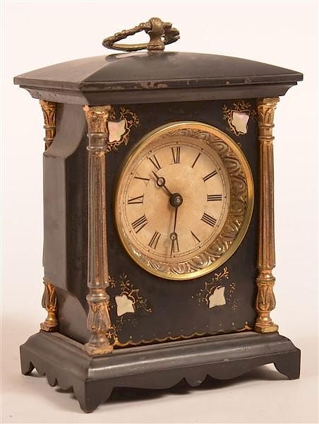 Appraisal: Unsigned Black Enameled Case Carriage Clock Unsigned Black Enameled Metal