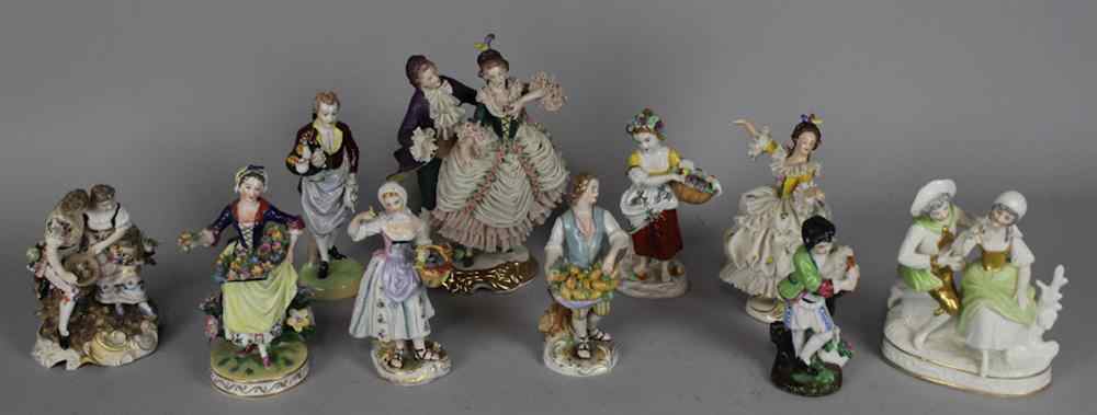 Appraisal: TEN ASSORTED CONTINENTAL PORCELAIN FIGURES late th century of various