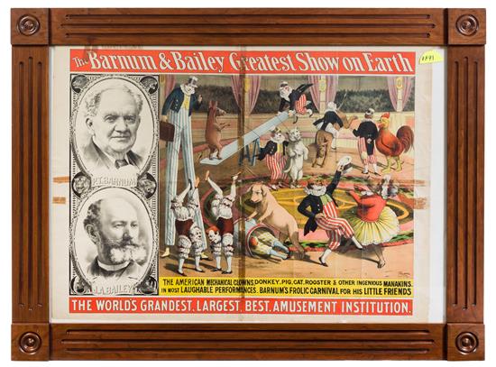 Appraisal: Sale Lot CIRCUS BARNUM AND BAILEY Poster The World's Grandest