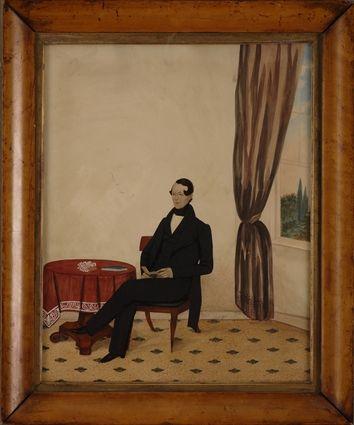 Appraisal: AMERICAN SCHOOL PORTRAIT OF SEATED MAN Watercolor on paper x