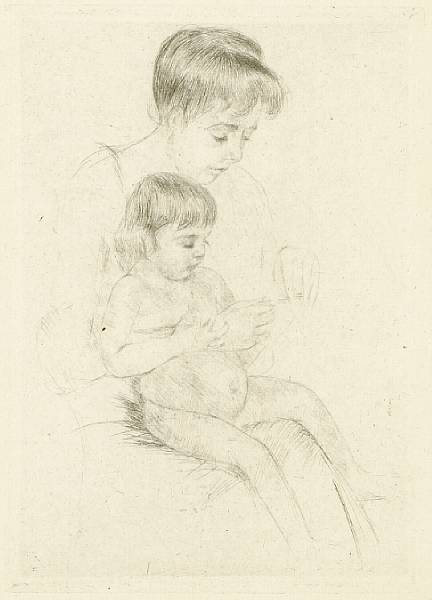 Appraisal: Mary Cassatt American - The Manicure B Drypoint printed on