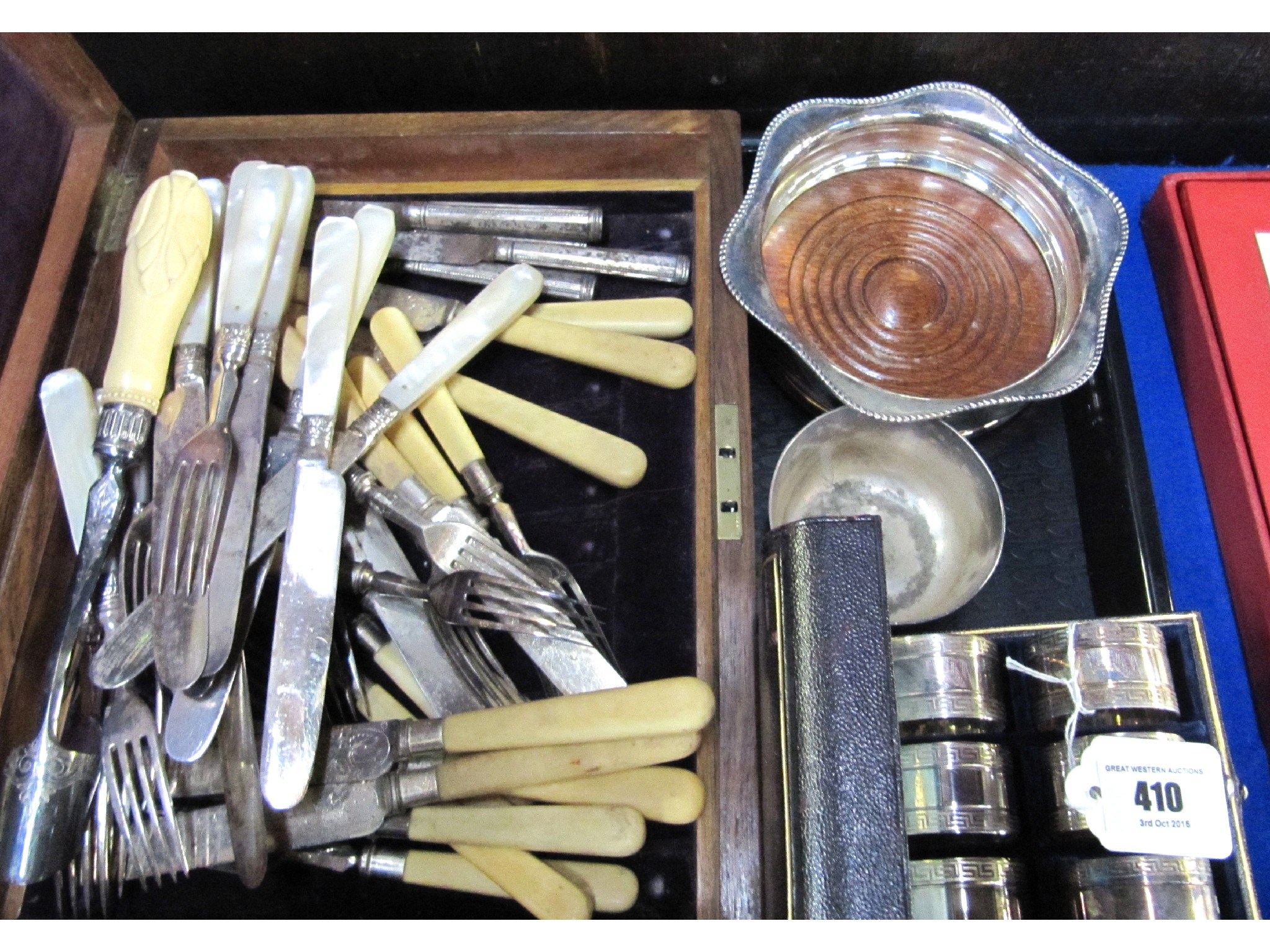 Appraisal: A tray lot of EP - loose cutlery wine coaster