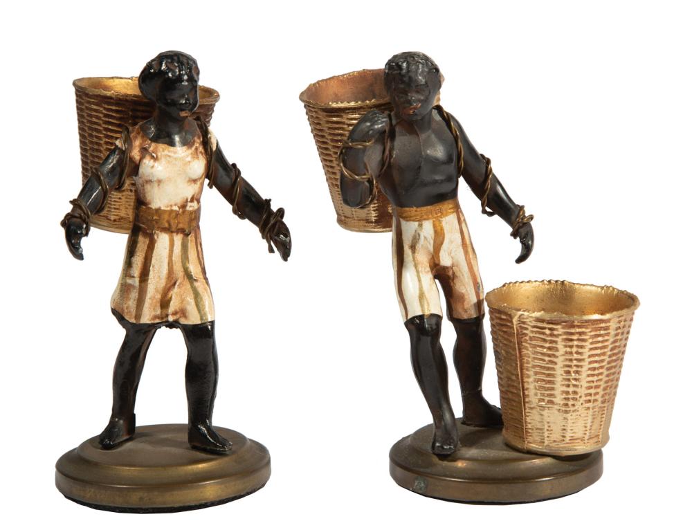 Appraisal: Pair of Vienna-Style Cold Painted Bronze Blackamoor Figures late th