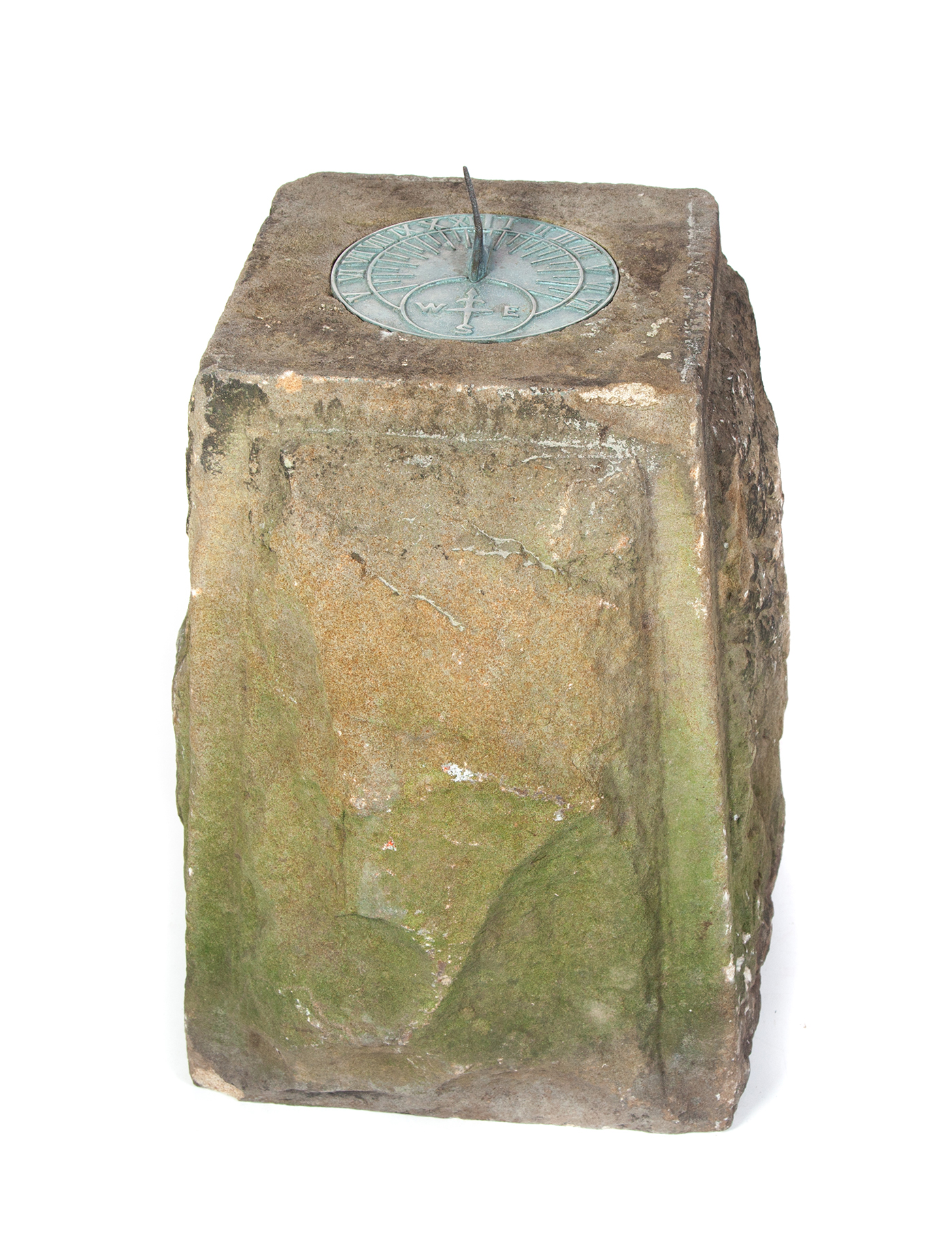 Appraisal: AMERICAN SUNDIAL Late th-early th century Carved sandstone plinth with