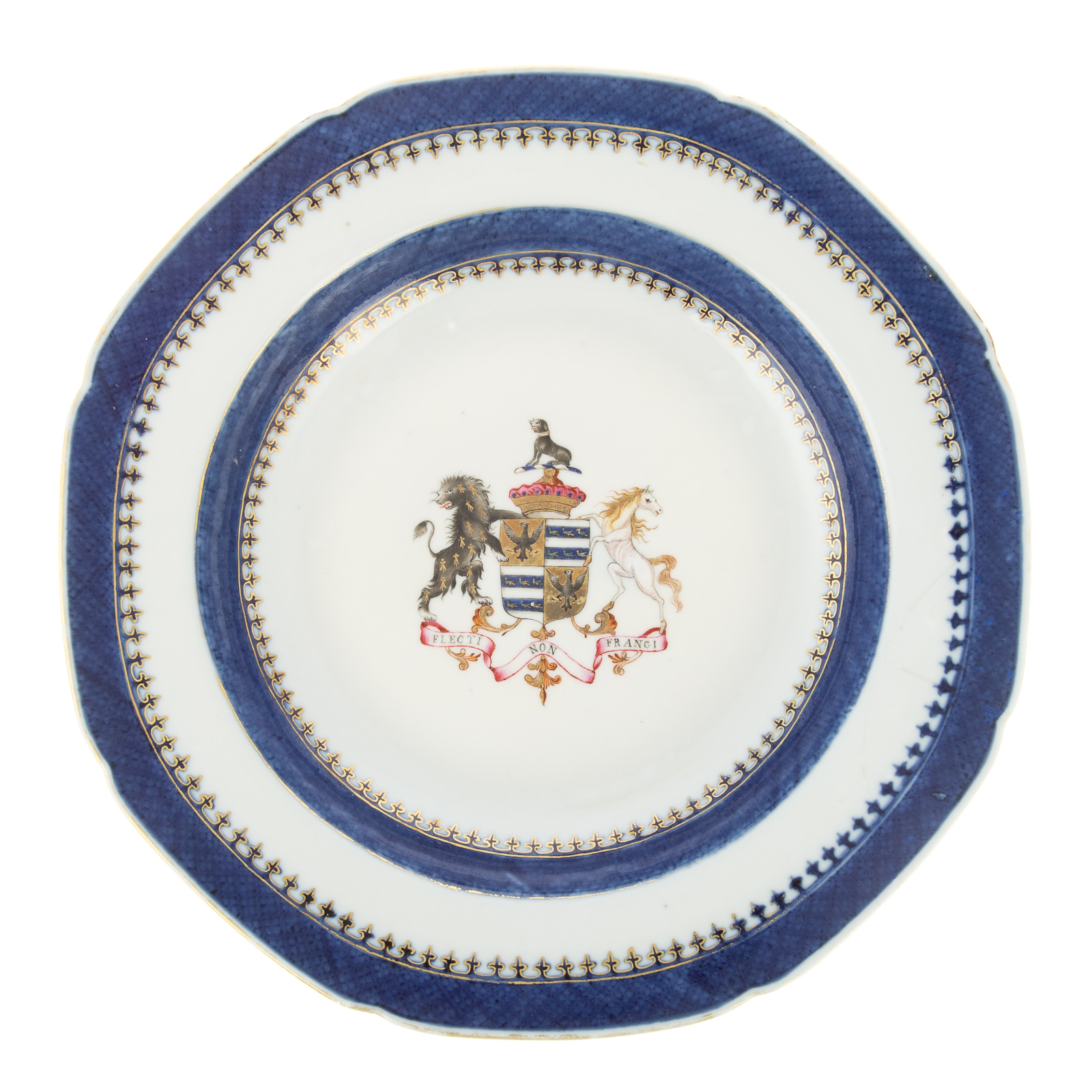 Appraisal: CHINESE EXPORT ARMORIAL SOUP PLATE Qianlong Era circa blue cross