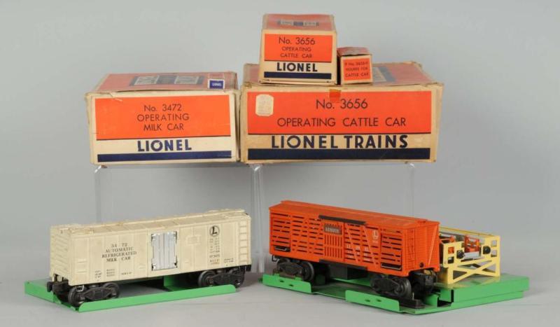 Appraisal: Lot of Lionel Operating Railroad Cars Description Includes operating milk