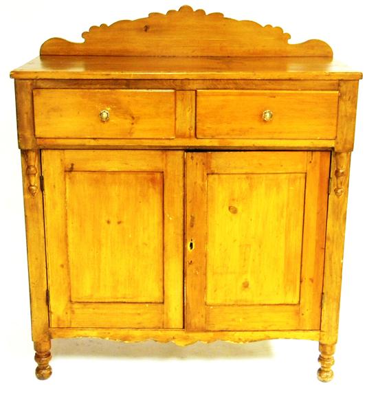 Appraisal: Blonde dresser pine two drawers over cabinet decorative backboard bun