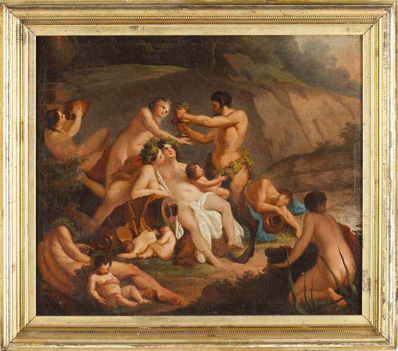 Appraisal: School of Charles Natoire BacchanaliaFrench th century oil on canvas