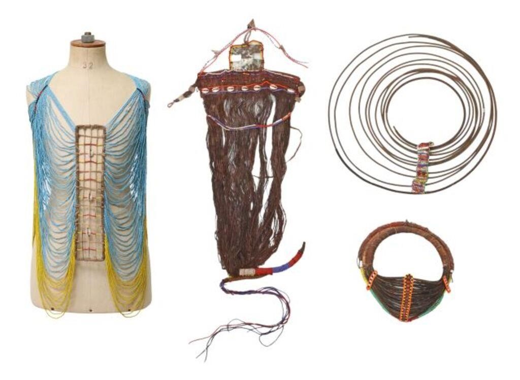 Appraisal: lot of African beaded accessories including beaded vest likely South