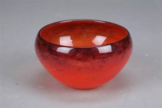 Appraisal: ART GLASS BOWL A mottled red to dark purple bowl