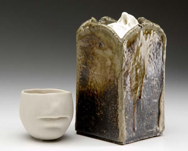 Appraisal: SHIGE YAMADA White porcelain figural cup together with a glazed