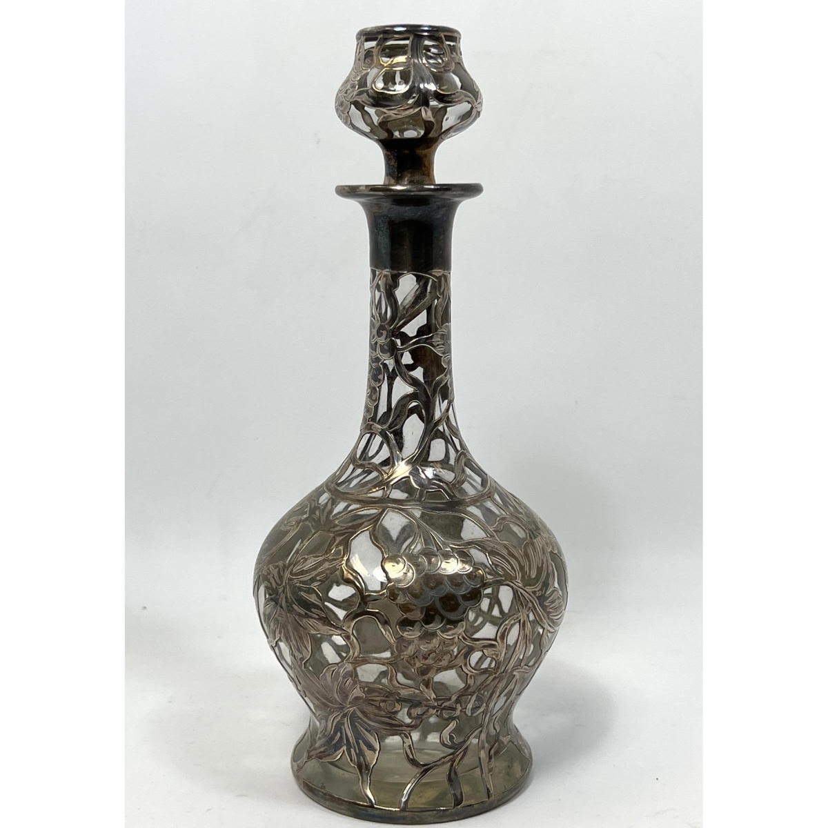 Appraisal: Silver overlay decanter Marked Sterling Dimensions H inches W inches