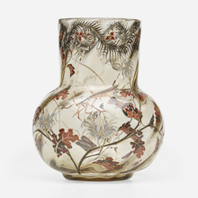 Appraisal: mile Gall EARLY VASE WITH MANTIS AND CORNFLOWERS France c