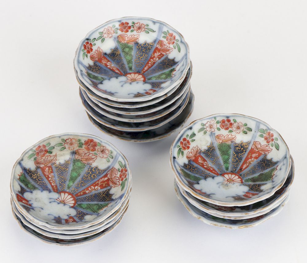 Appraisal: Group of Antique Asian Porcelain Decorated Miniature Plates Group of