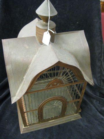 Appraisal: Antique Metal Birdcage neat tin roof tall x