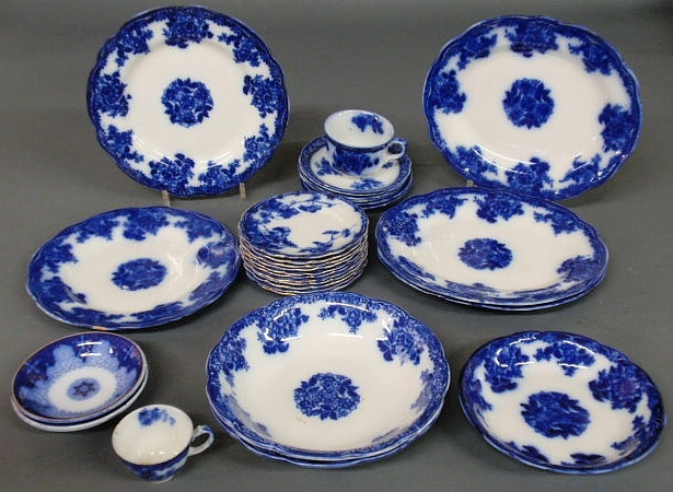 Appraisal: Group of Flow Blue- oval platters bowls plates saucers cups