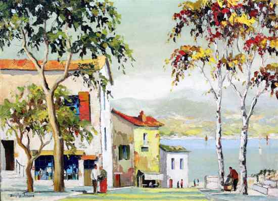 Appraisal: Cecil Rochfort D'Oyly-John - oil on canvas Mediterranean coastal town