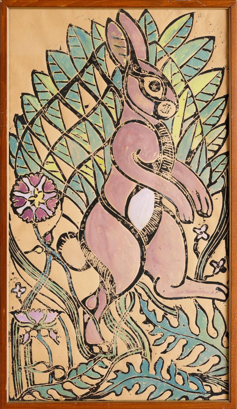 Appraisal: Walter Inglis Anderson American Mississippi - Buck Rabbit hand-colored woodblock