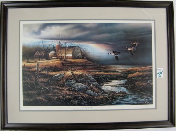 Appraisal: TWO COLOR OFF-SET LITHOGRAPHS one in limited edition titled Stormy