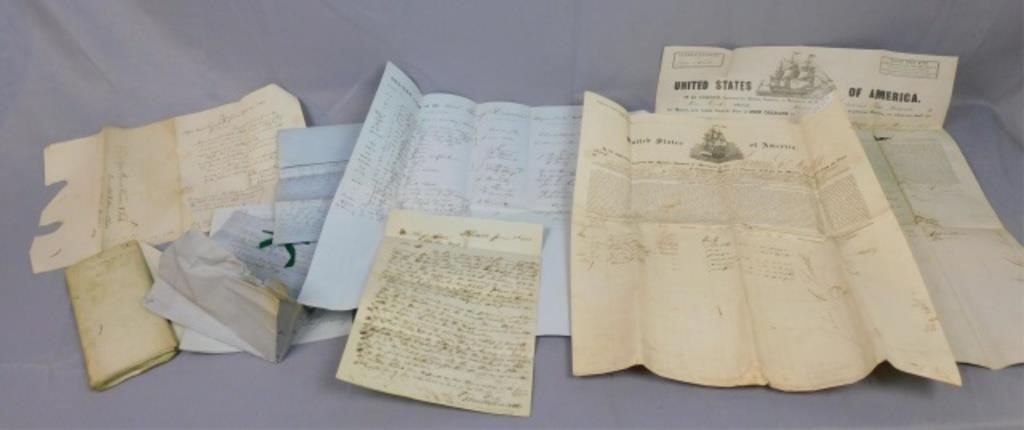 Appraisal: HISTORIC MARITIME SHIPPING DOCUMENTS TH C To include a letter