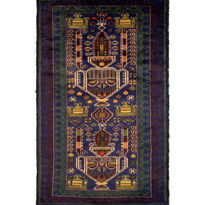 Appraisal: Four Turkish Wool Mats and a Baluch Design Wool Mat