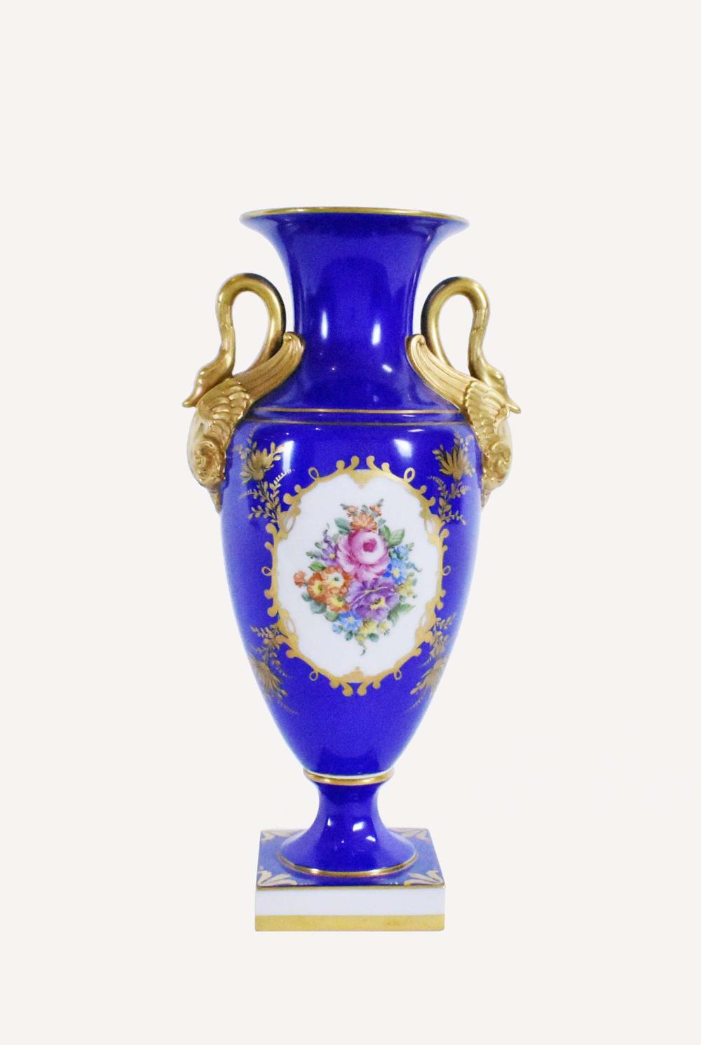 Appraisal: DRESDEN NEOCLASSICAL STYLE PAINTED PORCELAIN VASEThe underside marked Dresden The