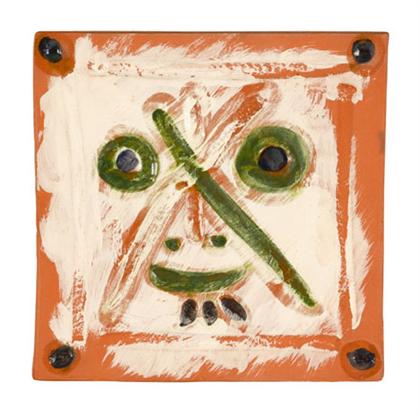 Appraisal: PABLO PICASSO spanish - FACE WITH X-SHAPED LINES stamped 'EMPREINTE